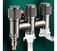 Vanne d'angle 1 en 3 sorties en acier inoxydable pour pulvérisateur de bidet de toilette et machine à laver - Robinet de dérivation d'eau à 3 voies avec entrée de 20 mm, argenté/gris (gris)