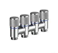 Vanne d'angle à 4 voies en acier inoxydable avec 1 entrée et 4 commandes de sortie indépendantes, pour robinet de jardin, évier de cuisine ou machine à laver, pour une plomberie efficace (argent)