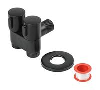 Vanne d'angle à deux ports pour salle de bain murale avec connexion filetée G1/2 prenant en charge la double distribution de ligne d'eau (noir)