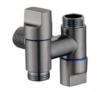 Vanne d'angle à double commande avec une entrée et deux sorties, vanne d'arrêt à double tête en laiton pour plomberie, argent/gris (gris)