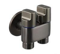 Vanne d'angle à double commande en alliage 1 en 2 sorties avec poignée en métal et pression d'eau réglable, connecteur fileté G1/2 pour machine à laver, évier de cuisine, salle de bain (gris)