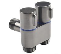 Vanne d'angle à double commande pour pulvérisateur de toilettes et bidet, robinet bidirectionnel en alliage de laiton G1/2", 3 ports avec installation murale, convient (gris)