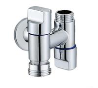 Vanne d'angle à double contrôle, robinet à double tête avec deux sorties pour plusieurs connexions, construction en laiton (argenté)