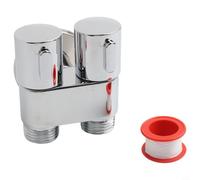 Vanne d'angle à double sortie en alliage pour salle de bain - Fixation murale - Avec double interrupteur de contrôle et connexion standard G1/2 - Gris (argenté)