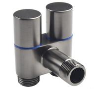 Vanne d'angle à double sortie G1/2" avec poignée rotative en métal pour pulvérisateur de bidet de cuisine, évier de cuisine, salle de bain (gris)