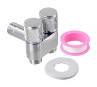 Vanne d'angle à double sortie G1/2 en laiton pour machine à laver et toilettes - Interrupteur inverseur d'eau à 2 voies pour cuisine, salle de bain, pommeau de douche, répartiteur, argent, 62 x 60 mm