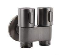 Vanne d'angle à double sortie G1/2 - Fixation murale en alliage avec double commande pour débit d'eau des toilettes et bidet - Connecteur d'entrée de salle de bain résistant à la rouille - Argent