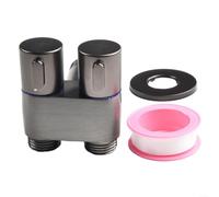 Vanne d'angle à double sortie G1/2" pour toilettes, machine à laver, bidet, pulvérisateur d'évier de cuisine, lavabo de salle de bain et chauffe-eau (gris)