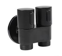 Vanne d'angle à double sortie murale pour toilettes - Vanne d'entrée en alliage G1/2", double interrupteur de contrôle de l'eau pour bidet de salle de bain et systèmes de pulvérisation (noir)
