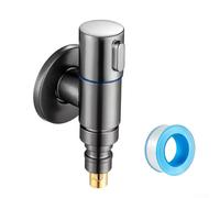 Vanne d'angle à ouverture rapide pour machine à laver, vanne d'entrée en acier inoxydable G1/2 avec poignée en métal, convient pour salle de bain, lavabo et toilettes (noir gris)