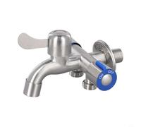 Vanne d'angle à trois voies en acier inoxydable pour machine à laver, évier et bidet, robinet à linge SUS304 avec entrée G1/2", séparateur d'eau à 3 voies (A)