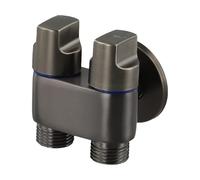 Vanne d'angle de contrôle 1 entrée 2 sorties en alliage métallique avec poignée rotative et pression d'eau réglable, pour machines à laver, éviers et systèmes de douche avec raccord G1/2 (gris)