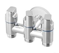 Vanne d'angle d'entrée à trois sorties avec inverseur à trois voies conçue pour optimiser la distribution de l'eau et le contrôle du débit pour divers besoins de plomberie (argenté)