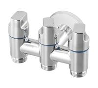 Vanne d'angle d'entrée et de sortie à trois voies, vanne de dérivation multifonctionnelle à trois voies, accessoires de salle de bain, 1 pièce(Silver)