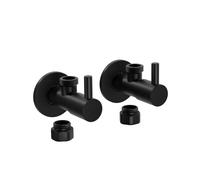 Vanne d'angle design - Pack de 2 en noir mat - Connexion 3/8' incl. rosace 7009