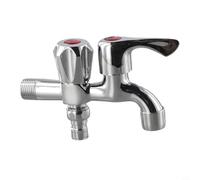 Vanne d'angle double sortie pour lave-linge et lavabo, construction en alliage de zinc avec finition chromée, entrée G1/2, valve à disque anti-goutte