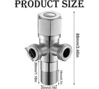 Vanne d'angle en acier inoxydable 1/2"",double valves d'angle 1/2"",vanne d'angle universelle avec 2 sorties de raccordement d'eau pour salle de bain,double valve avec ceinture tubulaire,double