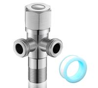 Vanne d'angle en acier inoxydable 1/2", double valves d'angle 1/2", vanne d'angle universelle avec 2 sorties de raccordement d'eau pour salle de bain, double valve avec ceinture tubulaire, double
