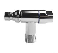 Vanne d'angle en acier inoxydable pour machine à laver, vanne d'arrêt d'eau à ouverture rapide avec poignée en métal, robinet d'entrée murale G1/2 pour salle de bain, cuisine, jardin (argent)