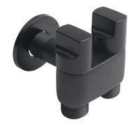 Vanne d'angle en alliage 1 en 2 sorties avec poignée en métal et pression d'eau réglable, connecteur fileté G1/2 pour machine à laver, évier de cuisine, salle de bain (noir)