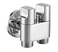 Vanne d'angle en alliage avec double contrôle | Raccord G1/2 pour machine à laver, irrigation de jardin et salle de bain, argent, air comprimé, commande de vanne, cylindre