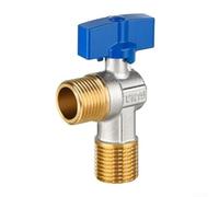 Vanne d'angle en laiton massif de 1,3 cm avec joint anti-fuite pour conduites d'eau chaude et froide dans les systèmes de plomberie de salle de bain ou de cuisine, bleu (standard bleu)