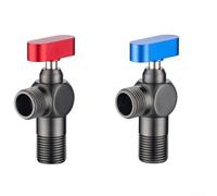 Vanne d'angle en laiton pour chauffe-eau - Robinet à boisseau sphérique à haut débit de 1,27 cm avec design anti-fuite, finition bronze brossé, indicateur chaud et froid (rouge/bleu) 83 x 40 mm (gris