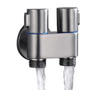 Vanne d'angle G12 à double contrôle avec vanne triangulaire de 2,5 cm pour salle de bain, lavabo, toilettes, évier de cuisine et pulvérisateur de bidet (gris)