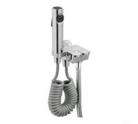 Vanne d'angle haute pression à double sortie fabriquée en cuivre avec buse de pulvérisation pour un nettoyage efficace de la salle de bain et de la chasse d'eau, couleur argent, design compact peu