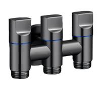 Vanne D'Angle Pour Salle De Bain Robinet D'Angle G1/2 À Trois Entrées Et Trois Sorties Trois Commandes Quatre Voies Pour Machine À Laver Monobroche Gris