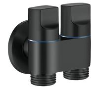 Vanne D'Angle Robinet Double Sortie Pour Lave-Linge Vanne D'Angle G1/2 Raccord D'Arrêt D'Eau Automatique Interface Double G1/2 Noire