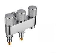 Vanne d'angle triple inverseur d'eau en laiton 1 entrée 3 sorties avec commandes séparées Cuivre antirouille Compatible avec filetage standard Support mural compact pour machine à laver et chauffage