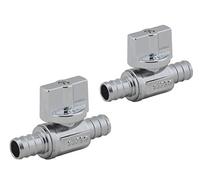 Vanne d'arrêt à angle droit PEX 1/2" x 1/2" PEX 1/4 quart de tour sans plomb en laiton chromé pour installation de robinet ou de toilettes (lot de 2)