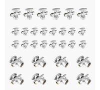 Vanne d'arrêt coudée à double sortie - Entrée FIP 1/2" x Sorties à compression 3/8" - Vanne d'arrêt robuste en laiton chromé(30pack FIP)