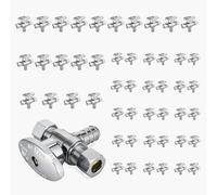 Vanne d'arrêt coudée à double sortie - Entrée FIP 1/2" x Sorties à compression 3/8" - Vanne d'arrêt robuste en laiton chromé(50pack PEX Crimp)