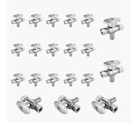 Vanne d'arrêt coudée à double sortie - Entrée FIP 1/2" x Sorties à compression 3/8" - Vanne d'arrêt robuste en laiton chromé(20pack PEX Crimp)