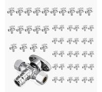 Vanne d'arrêt coudée à double sortie - Entrée FIP 1/2" x Sorties à compression 3/8" - Vanne d'arrêt robuste en laiton chromé(50pack PEX Expansion)