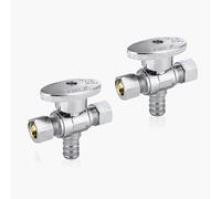 Vanne d'arrêt coudée à double sortie - Entrée FIP 1/2" x Sorties à compression 3/8" - Vanne d'arrêt robuste en laiton chromé(2pack PEX Crimp)