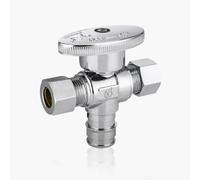 Vanne d'arrêt coudée à double sortie - Entrée FIP 1/2" x Sorties à compression 3/8" - Vanne d'arrêt robuste en laiton chromé(1pack PEX Expansion)