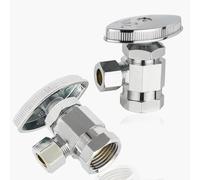 Vanne d'arrêt coudée multitours en laiton chromé sans plomb - 1/2" FIP x 3/8" à compression - Lot de 5(2pack FIP Connect)