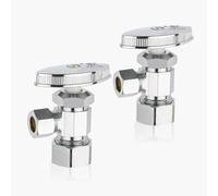 Vanne d'arrêt coudée multitours en laiton chromé sans plomb - 1/2" FIP x 3/8" à compression - Lot de 5(2pack Compression Connect)