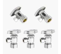 Vanne d'arrêt coudée multitours en laiton chromé sans plomb - 1/2" FIP x 3/8" à compression - Lot de 5(5pack Compression Connect)