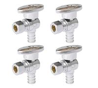 Vanne d'arrêt d'angle à compression 1/2" Pex vers 3/8" de diamètre extérieur - Laiton sans plomb, 1/4 de tour marche/arrêt for le contrôle de l'eau chaude et froide(4Pack Angle Stop Valve)