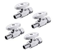 Vanne d'arrêt d'angle à compression 1/2" Pex vers 3/8" de diamètre extérieur - Laiton sans plomb, 1/4 de tour marche/arrêt for le contrôle de l'eau chaude et froide(4Pack Straight Stop Valve)