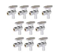 Vanne d'arrêt d'angle à compression 1/2" PEX vers 3/8" OD - Laiton sans plomb - 1/4 de tour marche/arrêt for le contrôle de l'eau chaude et froide(10Pack Angle Stop Valve)