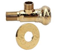 Vanne d'arrêt d'angle de qualité supérieure, cuivre G1/2, résistant aux hautes pressions, pour toilettes de salle de bains, eau froide et chaude avec anneau décoratif (D)