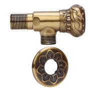 Vanne d'arrêt d'angle de qualité supérieure, cuivre G1/2, résistant aux hautes pressions, pour toilettes de salle de bains, eau froide et chaude avec anneau décoratif (C)