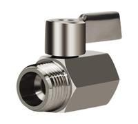 Vanne d'arrêt de pomme douche, contrôle du débit d'eau for douchette à main, mini robinet bille en acier inoxydable, filetage NPT femelle X mâle 1/2 pouce, la tête régulateur