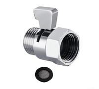 Vanne d'arrêt de pommeau de douche en laiton massif avec poignée de contrôle du débit, finition chromée polie ou noire, connecteur fileté G1/2 mâle et femelle compatible avec les pommeaux de douche