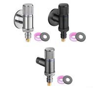 Vanne d'arrêt d'eau automatique en acier inoxydable, G1/2 et G3/4, robinet d'angle d'ouverture rapide pour machine à laver, étanche avec débit d'eau doux, pour cuisine et jardin (noir)